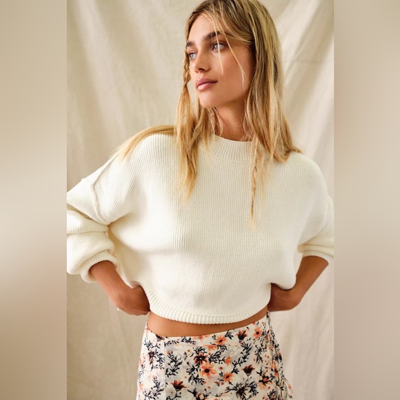 Free People Sweaters - Free People Easy Street Crop Pullover Sweater Oversized Ribbed Crewneck M
